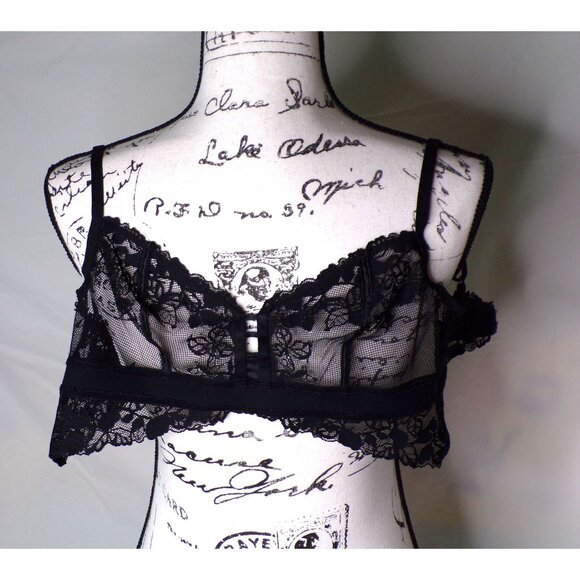 🆕b.tempt'd by WACOAL Opening Act Lace Mesh Bralette Bra Medium Black #910227 - Picture 5 of 5
